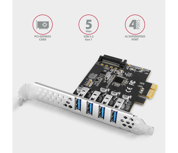 Axagon PCEU-43RS PCIE KONTROLER 4X SUPERSPEED USB - 1211973 - zdjęcie 2